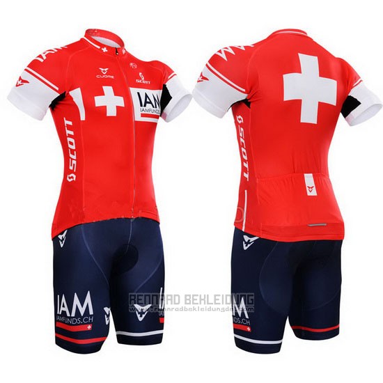 2015 Fahrradbekleidung IAM Champion Schweiz Trikot Kurzarm und Tragerhose